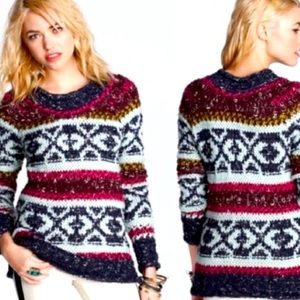 Free People Sweater Fairisle Chunky Knit Small Oversized
